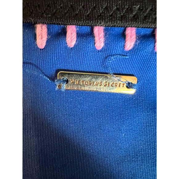 Victorias Secret Bombshell Bikini Set 36C Large Blue Pink Crochet Molded Staps - Picture 4 of 14